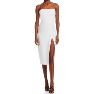 Amanda Uprichard Bellavia Bow Back Midi Strapless Sheath Dress White NWT, Size M